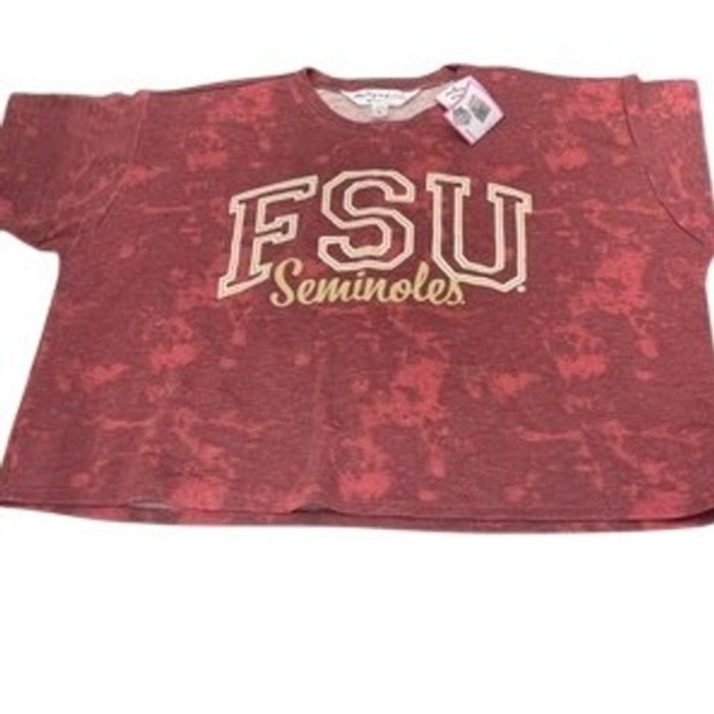 Flying Colors FSU Seminoles Tie Dye Crop Tee Wine Small Florida State University